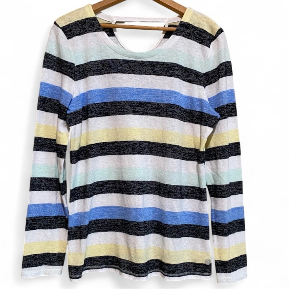 T by Talbots Women's Lightweight Stripe Long Sleeve Shirt Size Medium
